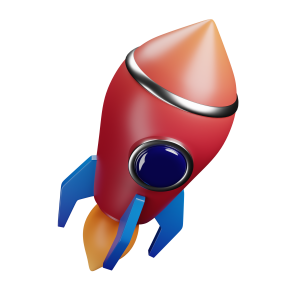 3d red rocket icon for visual effect only